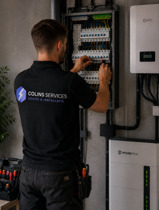 colins services monteur werkt aan meterkast foto staand